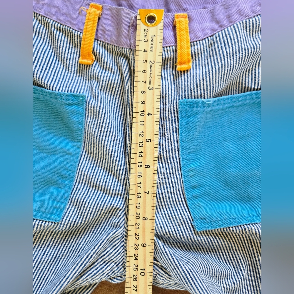 1960s Wranglers Colorblock Flare 26" Waist Women Pinstripe Denim Mod Retro Vtg - Picture 6 of 12